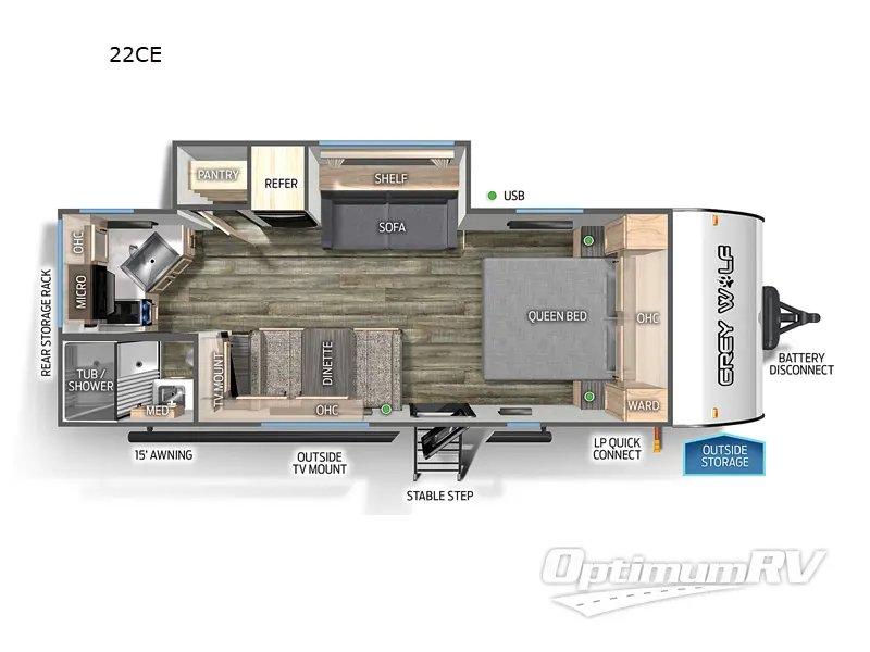 2024 Forest River Cherokee Grey Wolf 22CE Floorplan Photo