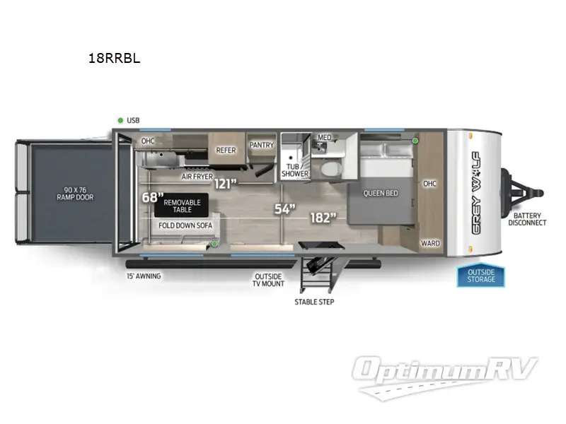 2026 Forest River Cherokee Grey Wolf Black label 18RRBL RV Floorplan Photo