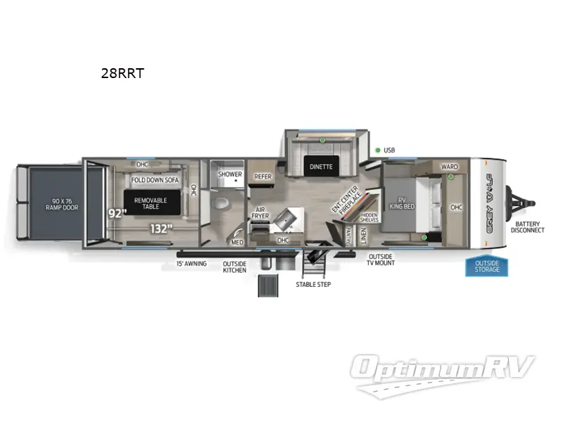 2026 Forest River Cherokee Grey Wolf 28RRT Floorplan Photo