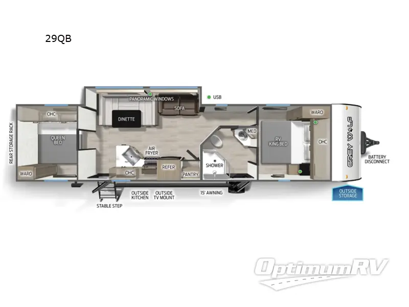 2026 Forest River Cherokee Grey Wolf 29QB Floorplan Photo