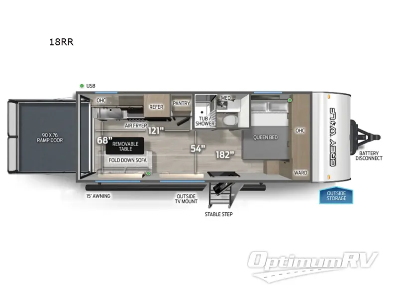 2026 Forest River Cherokee Grey Wolf 18RR Floorplan Photo