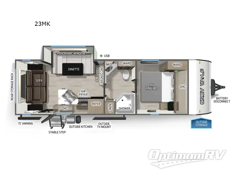 2026 Forest River Cherokee Grey Wolf 23MK Floorplan Photo