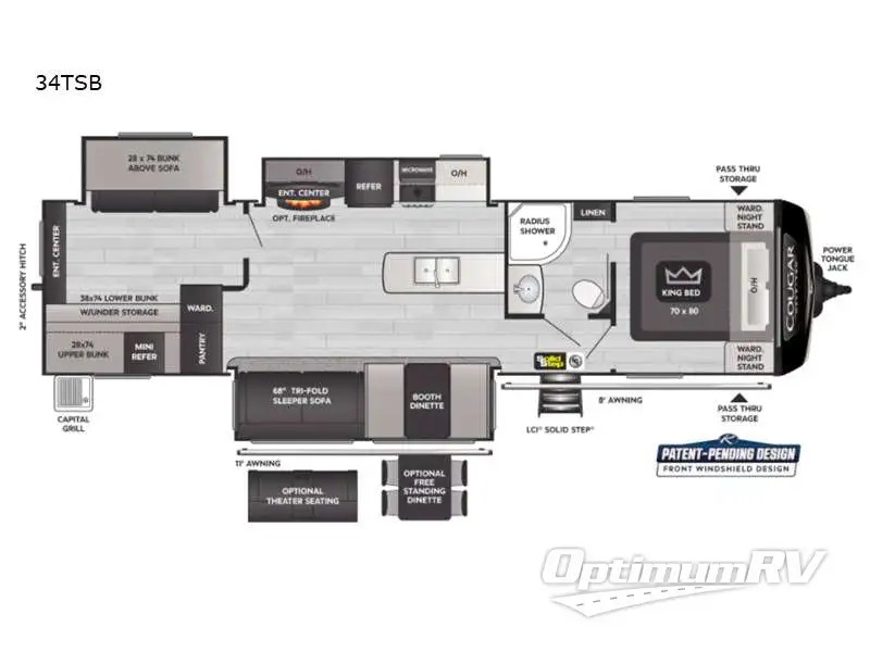 2022 Keystone Cougar Half-Ton 34TSB Floorplan Photo