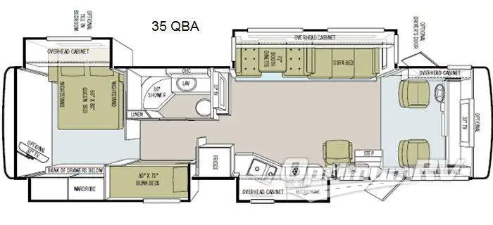 2011 Tiffin Allegro 35 QBA RV Floorplan Photo