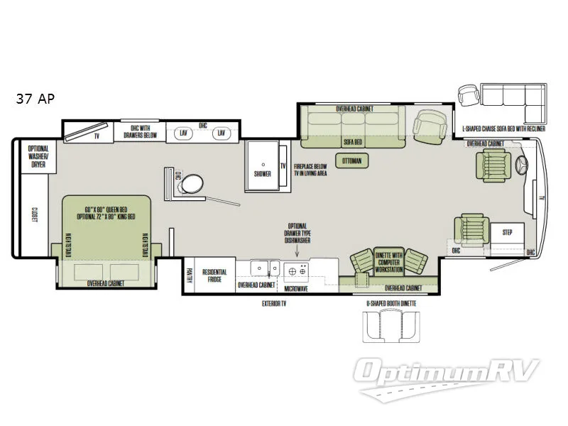 2017 Tiffin Allegro Bus 37AP RV Floorplan Photo