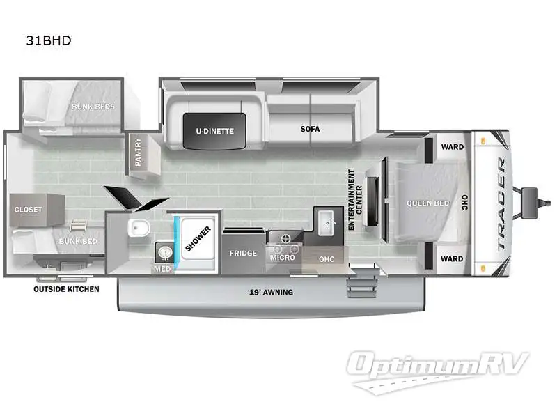 2021 Prime Time Tracer 31BHD RV Floorplan Photo