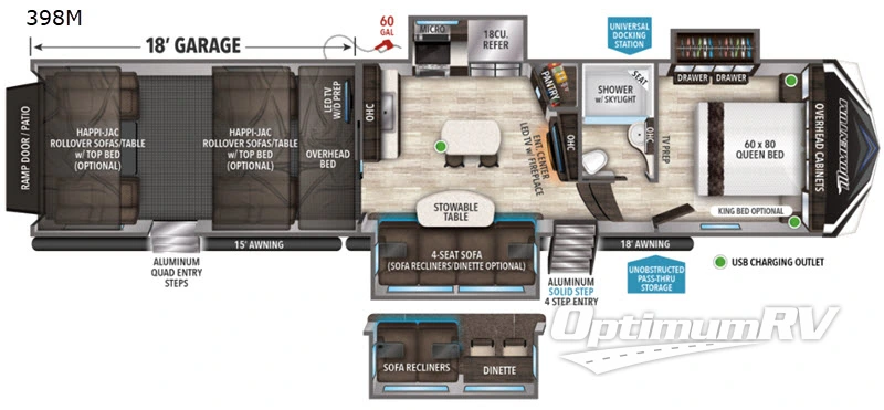 2019 Grand Design Momentum M-Class 398M Floorplan Photo