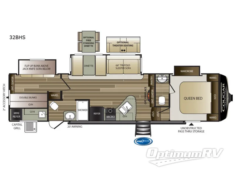 2019 Keystone Cougar Half-Ton Series 32BHS Floorplan Photo