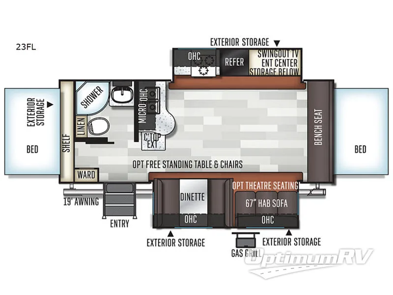 2019 Forest River Rockwood Roo 23FL RV Floorplan Photo