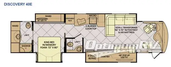 2015 Fleetwood Discovery 40E RV Floorplan Photo