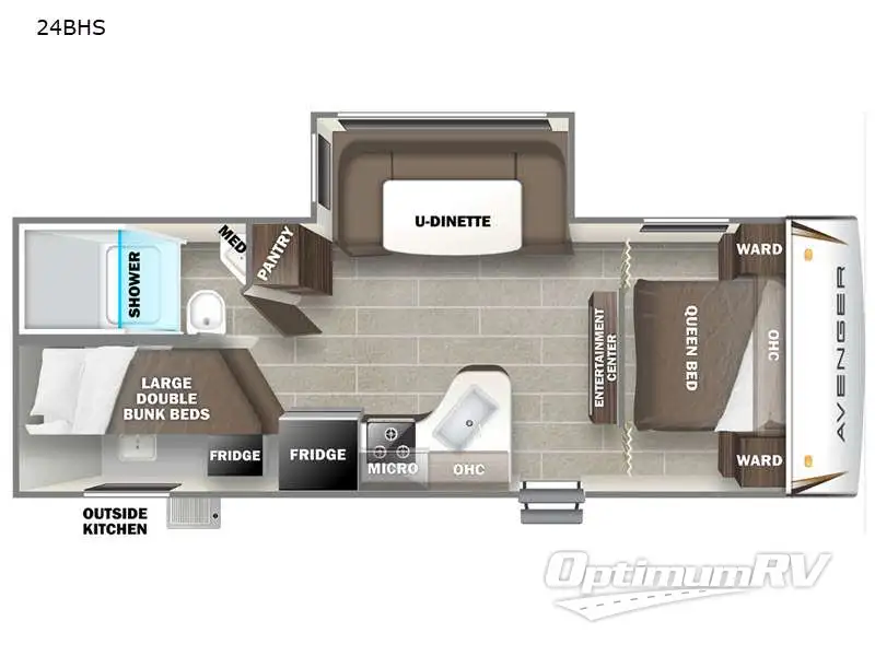 2021 Prime Time Avenger 24BHS RV Floorplan Photo