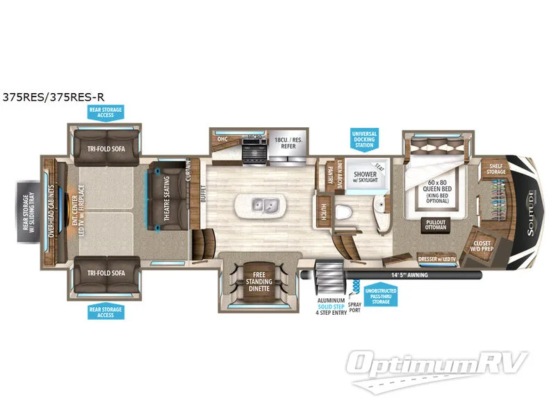 2017 Grand Design Solitude 375RES RV Floorplan Photo