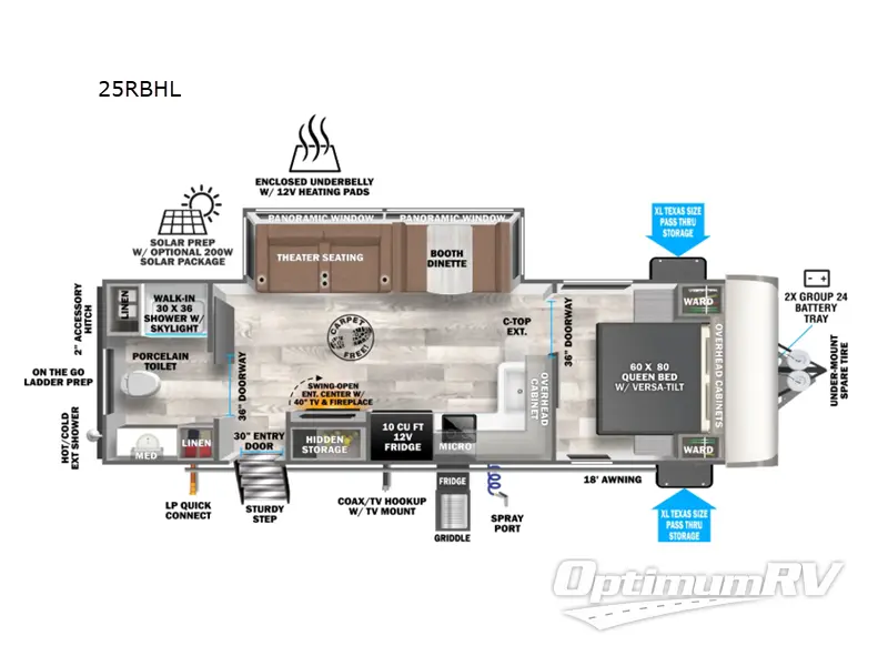 2026 Forest River Wildwood Heritage Glen Hyper-Lyte 25RBHL RV Floorplan Photo