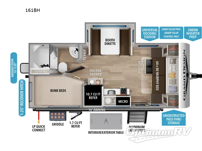 2027 Grand Design Transcend One 161BH RV Floorplan Photo