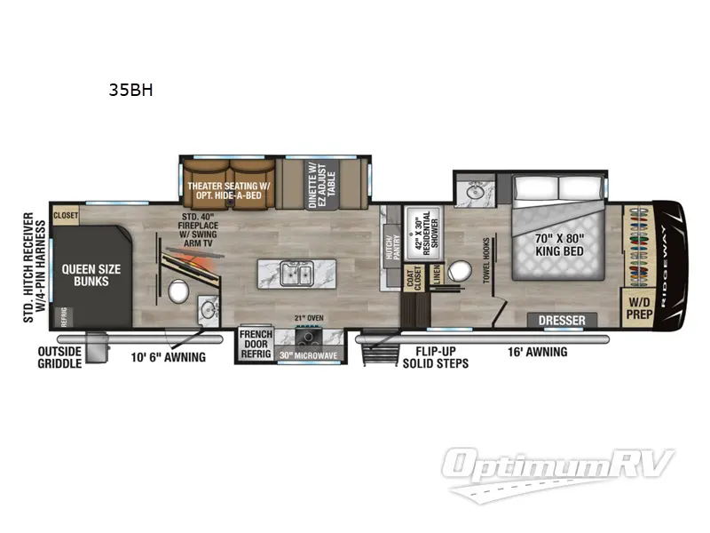 2026 KZ Ridgeway 35BH RV Floorplan Photo