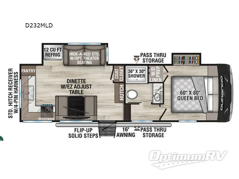 2026 KZ Durango Half-Ton D232MLD RV Floorplan Photo