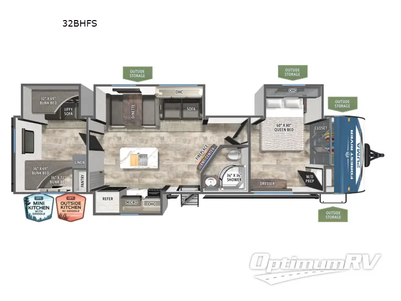 2026 Forest River Puma 32BHFS Floorplan Photo
