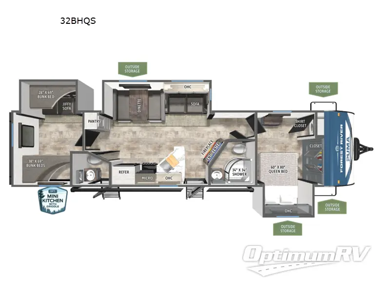 2026 Palomino Puma 32BHQS Floorplan Photo