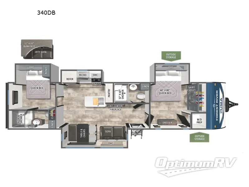 2026 Forest River Puma 340DB Floorplan Photo