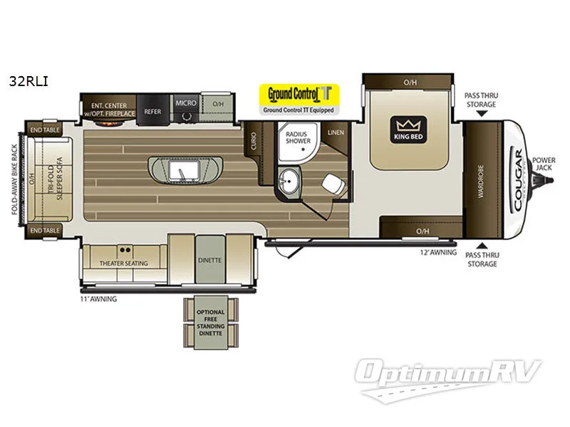 2018 Keystone Cougar Half-Ton Series 32RLI Floorplan Photo