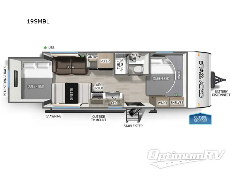 2026 Forest River Cherokee Grey Wolf Black label 19SMBL Floorplan Photo