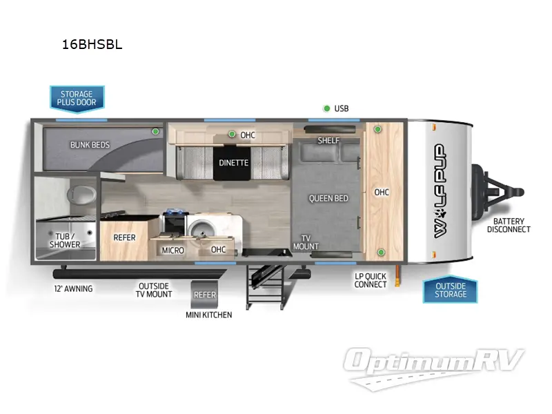2026 Forest River Cherokee Wolf Pup Black Label 16BHSBL RV Floorplan Photo