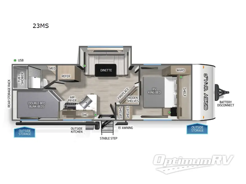 2026 Forest River Cherokee Grey Wolf 23MS Floorplan Photo