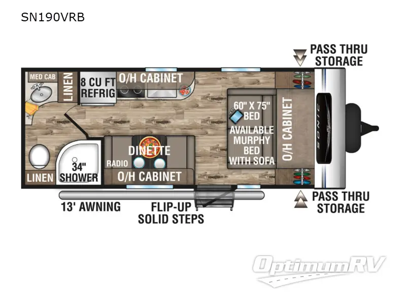 2023 Venture Sonic SN190VRB RV Floorplan Photo
