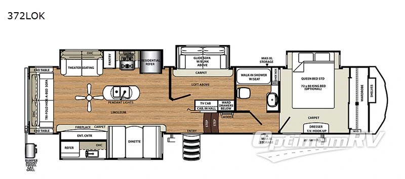 2019 Forest River Sandpiper 372LOK RV Floorplan Photo