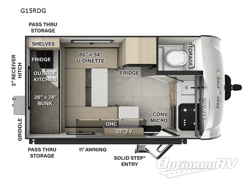 2025 Forest River Rockwood GEO Pro G15RDG Floorplan Photo