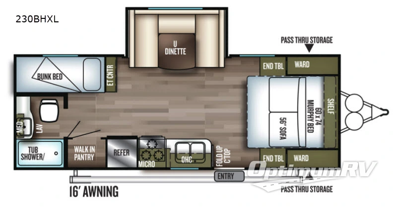 2018 Forest River Wildwood X-Lite 230BHXL RV Floorplan Photo
