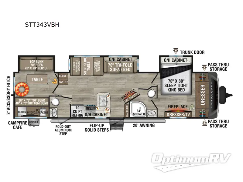 2026 Venture SportTrek Touring Edition STT343VBH RV Floorplan Photo