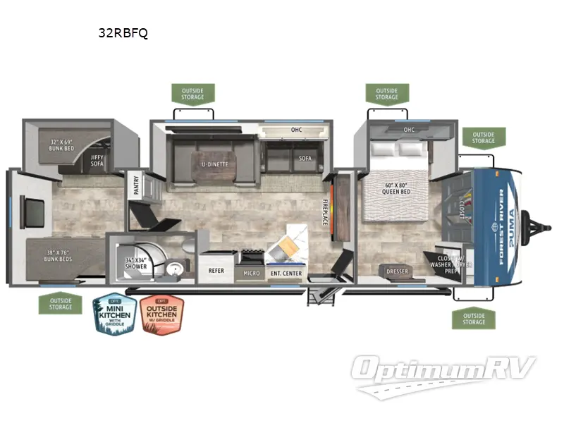 2026 Forest River Puma 32RBFQ RV Floorplan Photo
