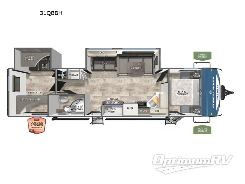 2026 Forest River Puma 31QBBH RV Floorplan Photo