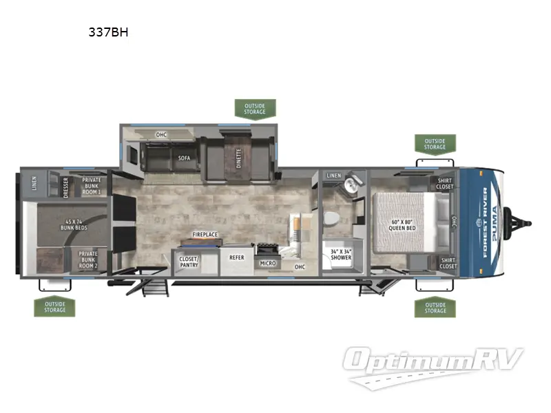 2027 Forest River Puma 337BH RV Floorplan Photo