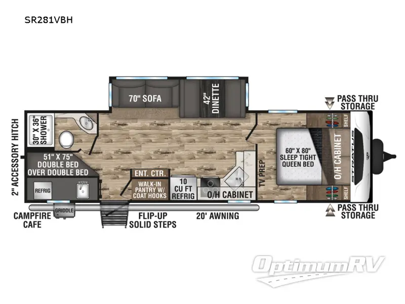 2022 Venture Stratus Ultra-Lite SR281VBH RV Floorplan Photo