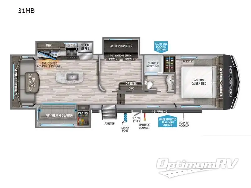 2022 Grand Design Reflection 31MB RV Floorplan Photo