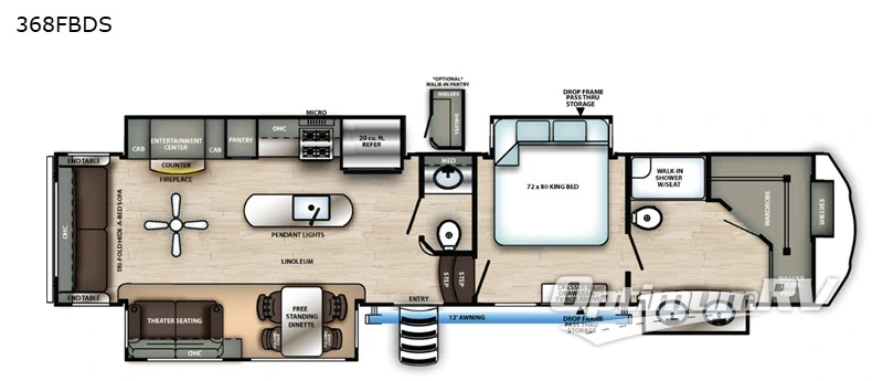 2020 Forest River Sandpiper 368FBDS Floorplan Photo
