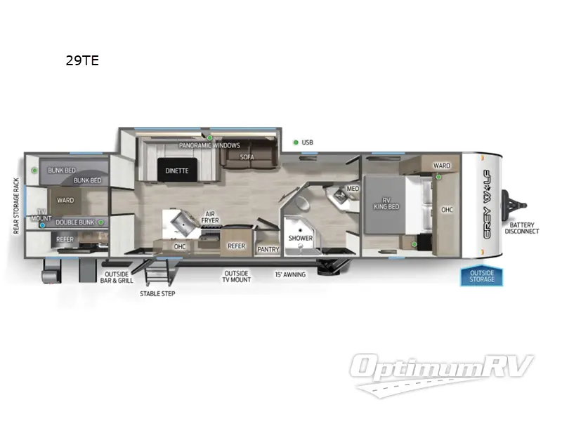 2027 Forest River Cherokee Grey Wolf 29TE Floorplan Photo