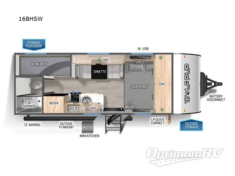 2026 Forest River Cherokee Wolf Pup 16BHSW RV Floorplan Photo