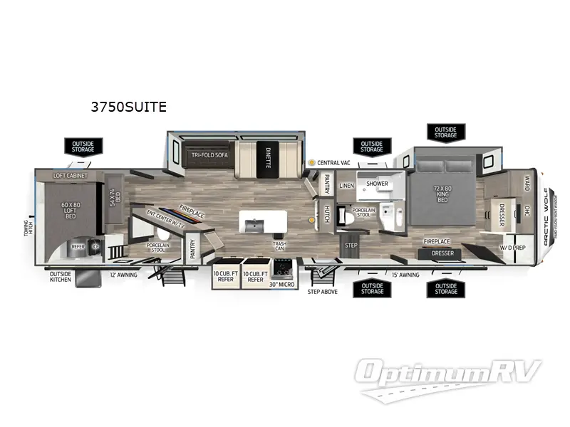 2026 Forest River Cherokee Arctic Wolf 3750SUITE Floorplan Photo