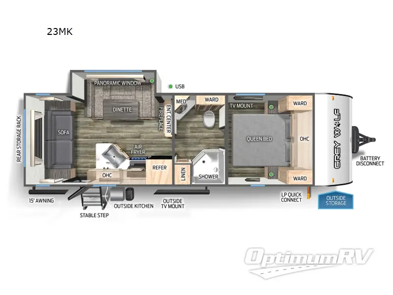2024 Forest River Cherokee Grey Wolf 23MK RV Floorplan Photo