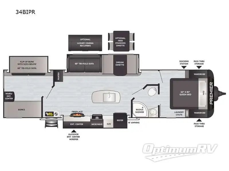 2021 Keystone Premier Ultra Lite 34BIPR Floorplan Photo