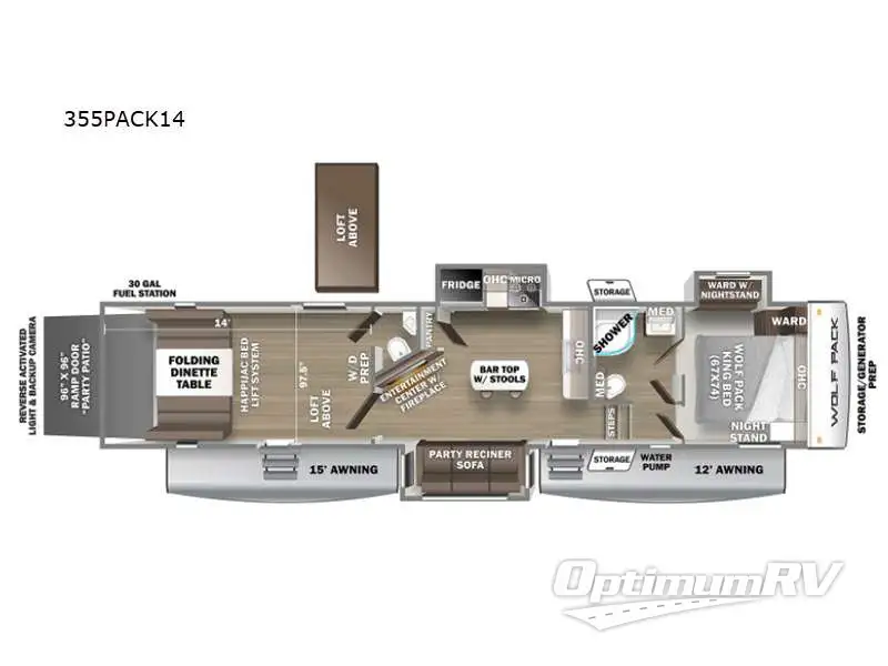 2022 Forest River Cherokee Wolf Pack 355PACK14 RV Floorplan Photo