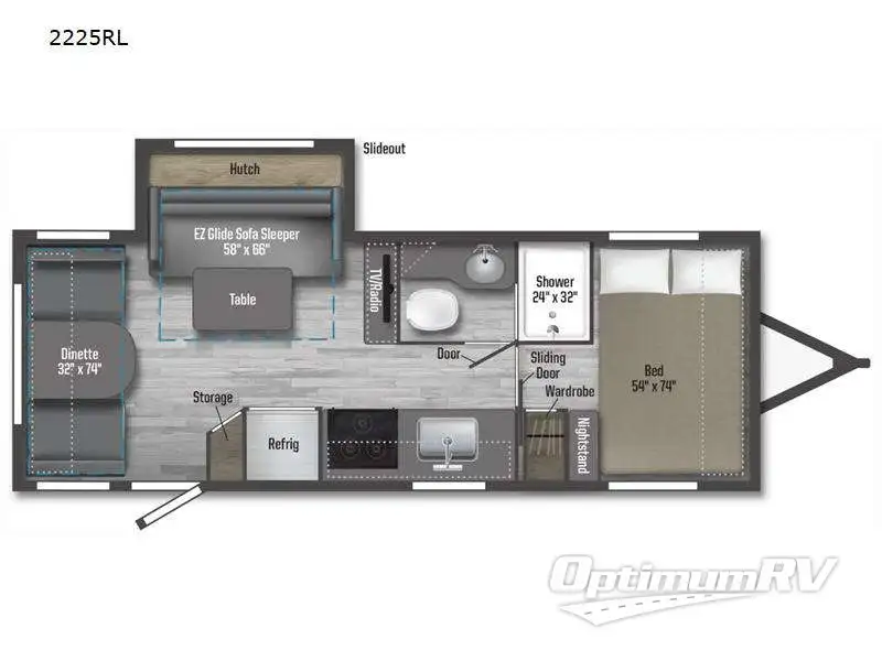 2022 Winnebago Towables Micro Minnie 2225RL RV Floorplan Photo