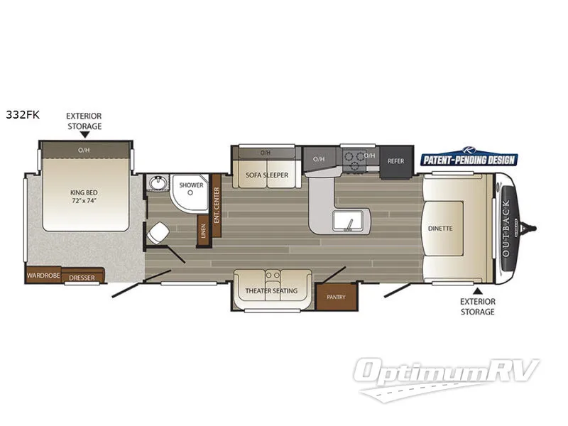 2017 Keystone Outback 332FK Floorplan Photo