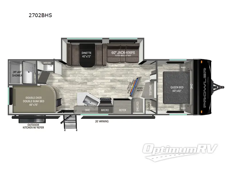 2026 Heartland Prowler 2702BHS Floorplan Photo