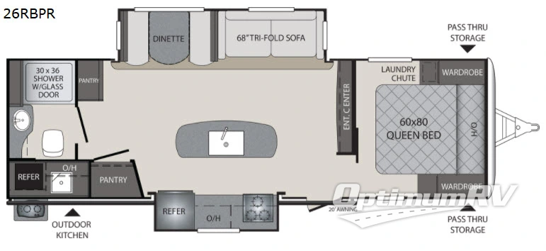 2018 Keystone Premier Ultra Lite 26RBPR RV Floorplan Photo