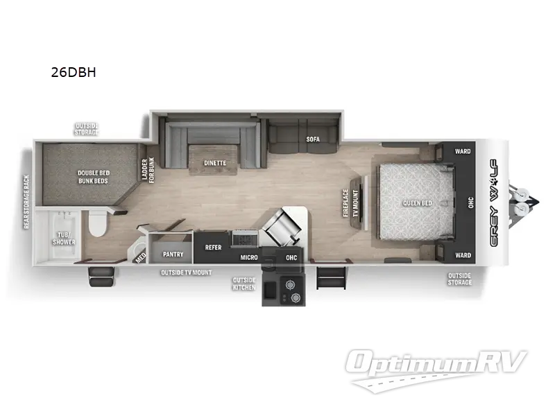2022 Forest River Cherokee Grey Wolf 26DBH Floorplan Photo