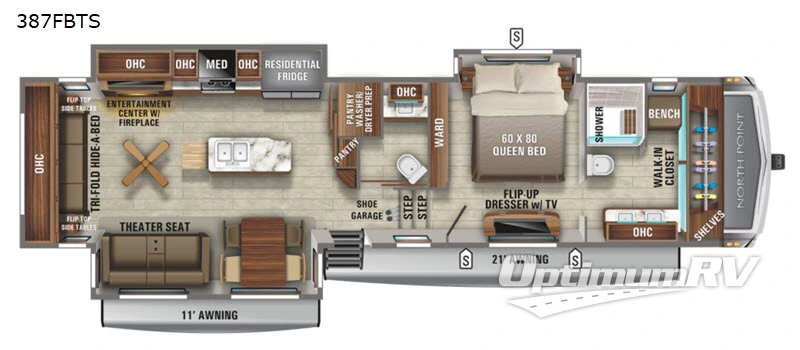 2021 Jayco North Point 387FBTS RV Floorplan Photo